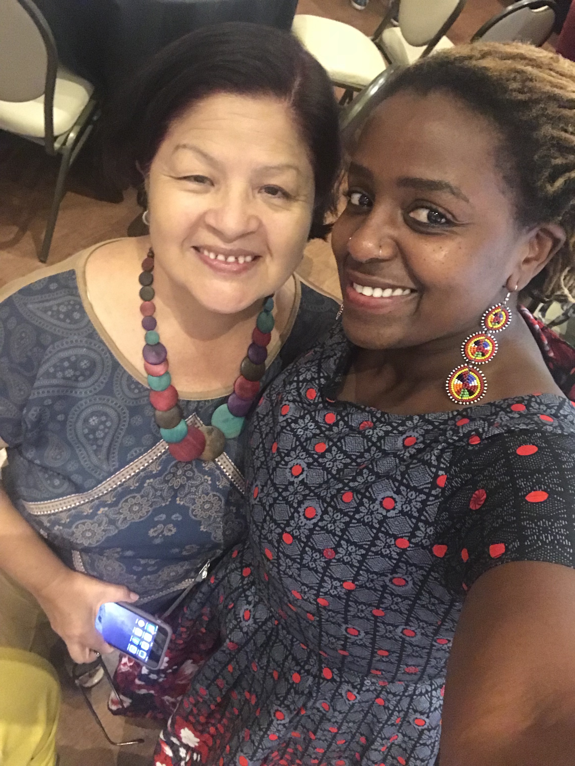 Two community members at an event